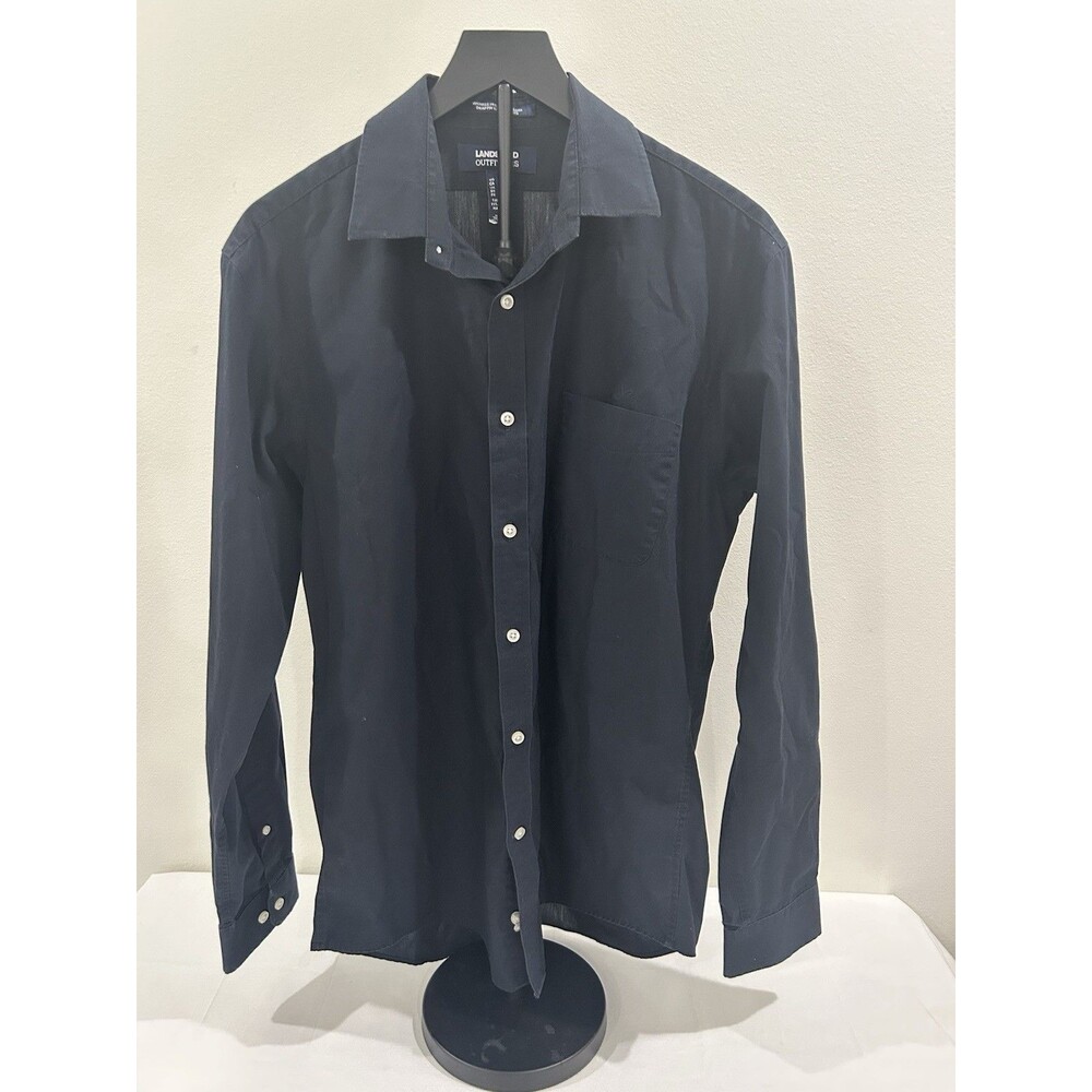 Lands End Outfitters Mens 16x35 Black Shirt Wrinkle Free Broadcloth Button Up